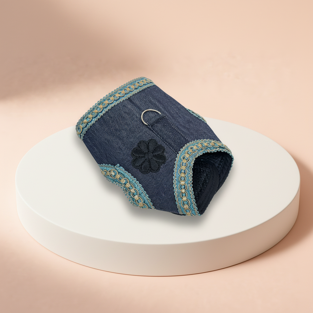 Harnais denim sur socle – rendu final